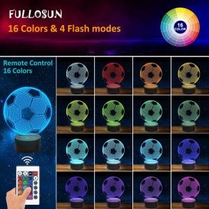 FULLOSUN Kids Night Light Soccer 3D Optical Illusi...