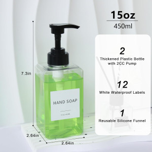 Clear Soap Dispenser with Waterproof Labels, Thick...