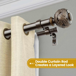 1 Inch Double Curtain Rods 72 to 144 Inches (6-12...
