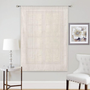 H.VERSAILTEX Tie Up Linen Curtains 63 Inch Length...