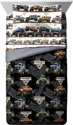 Jay Franco Monster Jam Tracks 5 Piece Full Bed Set...