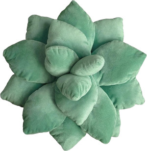 3D Succulent Pillow,Cute Pillows,Leaf Pillow,Decorative Throw Pillow,Gifts for Succulent Lovers Or Kids (10 inches, Dark Green)