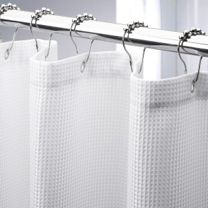 AmazerBath Waffle Shower Curtain, White Shower Cur...