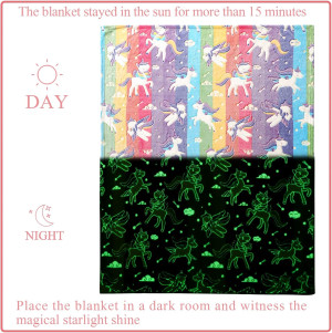 Glow in The Dark Blanket Unicorns Gifts for Girls,...