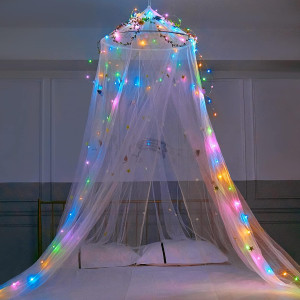 FIOBEE Bed Canopy for Girls Room Bed Canopy Curtai...