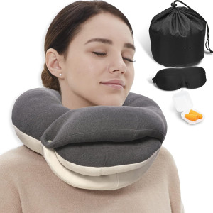 BUYUE Travel Neck Pillows for Airplanes, 360° Head...