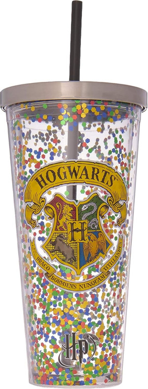 Spoontiques Hogwarts Glitter Cup w/Straw