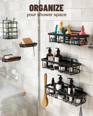 Veken Shower Caddy 6 Pack,Adhesive Bathroom Shower...