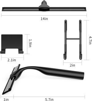 Black 14-Inches Stainless Steel Shower Squeegee Se...