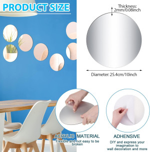 Set of 24 Acrylic Round Mirror Plate Circle Mirror...