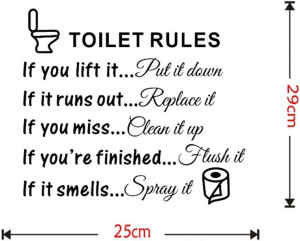 Bestjybt DIY Removable Toilet Rules Wall Quotes St...