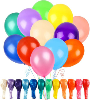 RUBFAC 120 Balloons Assorted Color 12 Inches Rainb...
