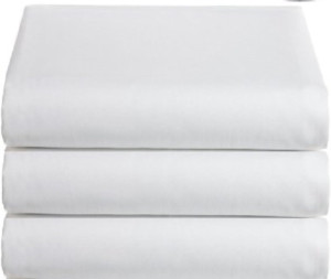 White Classic Twin Flat Sheets 3 Pack, White Cotto...
