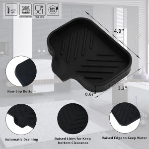 Silicone Bathroom Soap Dishes with Drain Spout-Bat...