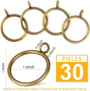 Antique Brass Curtain Rings with Eyelets for Up to...