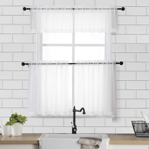Sheer White Valances for Windows 2 Pack, Small Win...