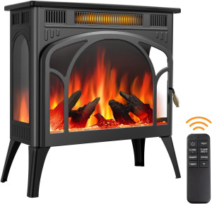 Joy Pebble Upgraded Electric Fireplace Heater, Fre...