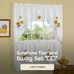 Embellished Tier and Swag Window Curtain Set - 58...