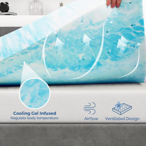 Mattress Topper Queen, 3 Inch Gel Memory Foam Bed...