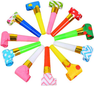 24 Pieces Party Blower Noisemakers Blowouts Whistl...