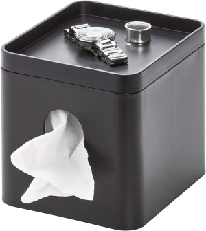 iDesign Facial Tissue Box Cover with Storage Tray,...