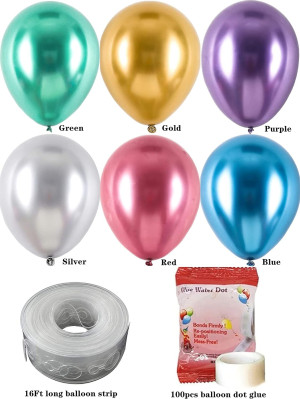 Colorful Party Balloons 100pcs 12inch Chrome Metal...