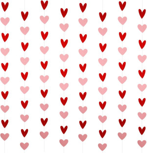 80 Heart Garland Red & Pink- Valentines Day Decora...