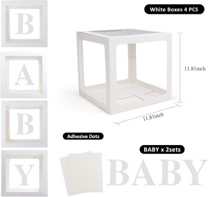 Baby Boxes with Letters, 4 Transparent Balloon for...