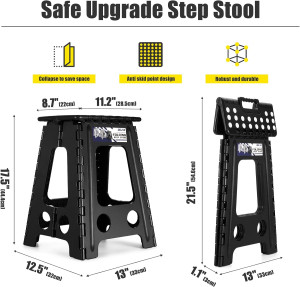Delxo 17.5 Inch Folding Step Stool, Heavy Duty Fol...