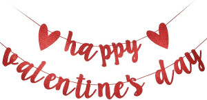 Red Glitter Happy Valentines Day Banner Valentine'...