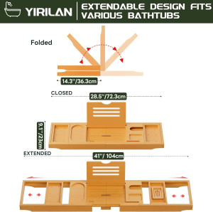 Premium Bathtub Tray Caddy, Expandable Bath Tray,...