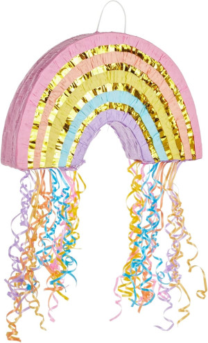 BLUE PANDA Rainbow Pull String Pinata for Pastel B...