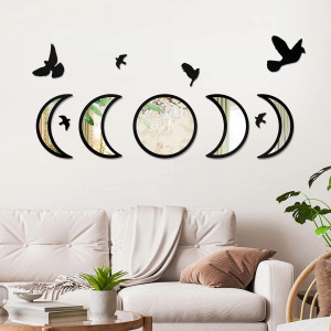 Moon Phase Mirror Set with Birds | Scandinavian Na...