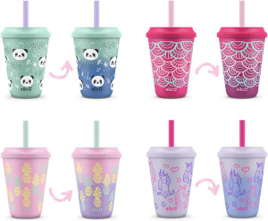 Ello Kids Plastic Reusable Color Changing Cups wit...