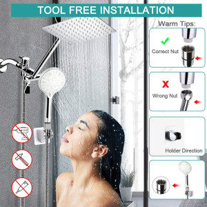 Shower Head, 8 Inch High Pressure Rainfall Shower...