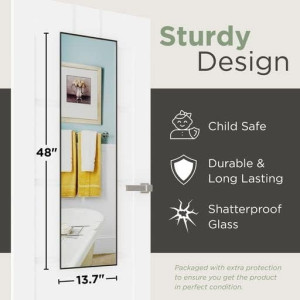 Over The Door Mirror Full Length 13.7" x 48" - Alu...