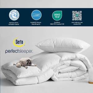 Serta White Goose Feather Down Comforter Queen Siz...