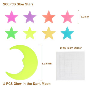 Glow in The Dark Stars Stickers for Ceiling, Adhes...