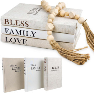 Linen Covered Decor Books 3 Pieces, Decorative Boo...
