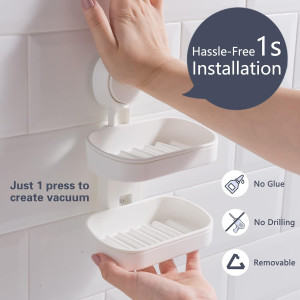 TAILI Double Layer Soap Dish Suction Cup Soap Hold...