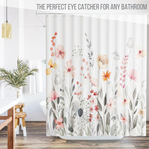 KIBAGA Beautiful Floral Shower Curtain for Your Ba...