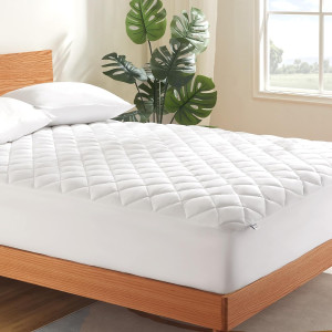 SLEEP ZONE Noiseless Mattress Pad Queen, Ultra Bre...