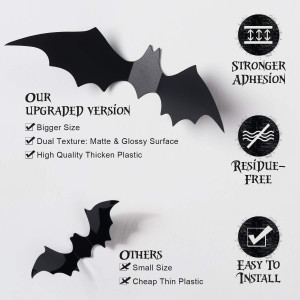 Coogam 60PCS Halloween Bats Decoration, 4 Differen...