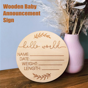 Wooden Baby Name Announcement Sign, Birth Announce...