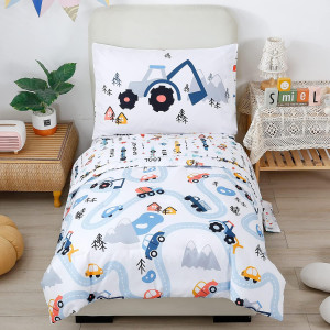 PERFEMET Toddler Bedding Kids 4 Pieces Bed in A Ba...