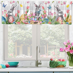 Easter Valance Curtain for Kitchen 18"X54" Buny Pi...