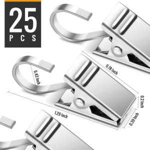 Teenitor 25 Pack Curtain Clips, Stainless Steel Cl...