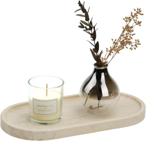 Luxury Turkish Travertine Tray, 12" Vanity Decorat...