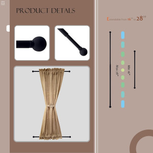 0.4" French Door Curtain Rods, Café Rods, Sheer Cu...