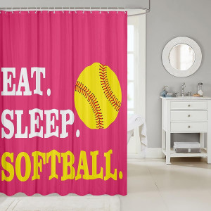 Feelyou Softball Shower Curtain for Girls Boys Kid...
